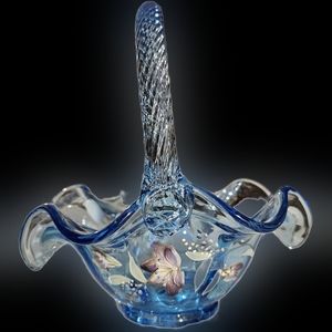 Fenton basket hand painted & signed